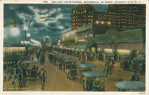 PC33773 Rollstuhlparade. Promenade. Nachts. Atlantic City. Nr. J. 1926