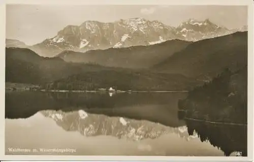 PC32045 Walchensee m. Wettersteingebirge. W. Pfingstl. Nr. 851. RP. 1933