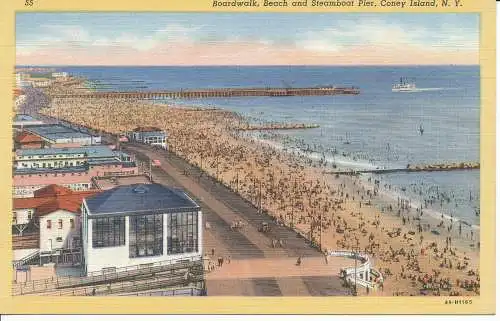 PC34103 Boardwalk. Strand- und Dampfbootpier. Coney Island. Nr. Y. Alfred Mainzer