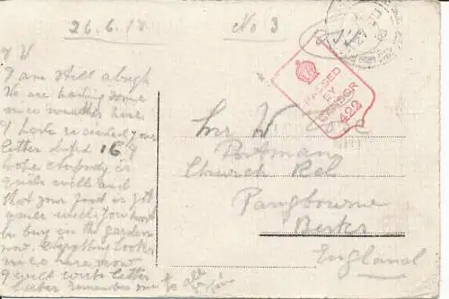 PC33449 alte Postkarte. Mann mit Schafen im Wald. 1918