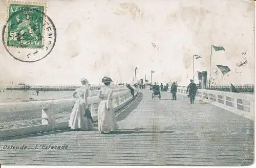 PC31847 Ostende. L Estacade. 1912