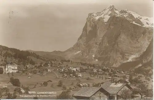 PC34231 Grindelwald. Totalsicht m. Wetterhorn. Papagei. 1920