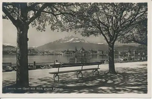 PC31999 Luzern am Quai mit Blick Gegen Pilatus. J. Gaberell. 1935