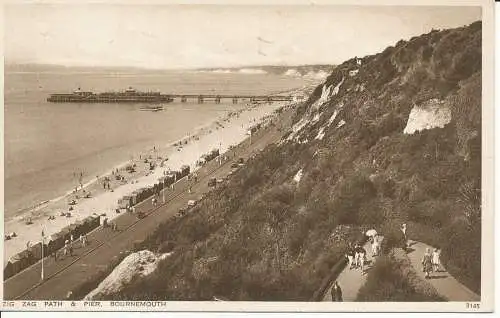 PC33115 Zickzackpfad und Pier. Bournemouth. W.J. Nigh. Ventnor. Nr. 3145