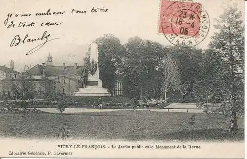 PC31937 Vitry le Francois. Der öffentliche Garten und das Denkmal der Zeitschrift. P. Taver