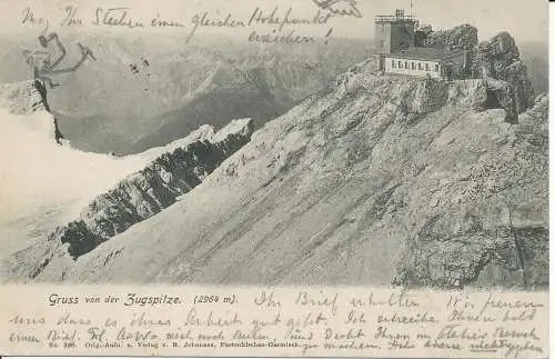 PC32155 Gruss von der Zugspitze 2964m. B. Johannes. Nr. 330. 1902