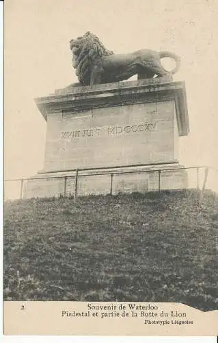 PC32122 Souvenir von Waterloo. Sockel und Teil des Löwenhügels. Phototypi