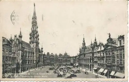 PC34292 Brüssel. Rathaus und Grand Place. Ein Durr and Fils. 1947