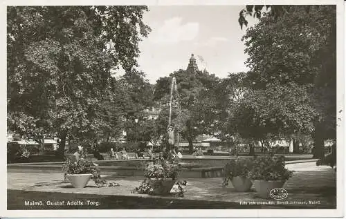 PC31708 Malmö. Gustaf Adolfs Torg. Berndt Johnsson. Nr. B. 122. 1946