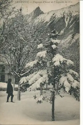 PC3390 Chamonix. Winterlandschaft und die Dru-Nadel. 1928