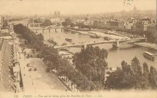 PC33748 Paris. Blick auf die Seine vom Pavillon de Flore aufgenommen. LL. Nr. 145. 1910