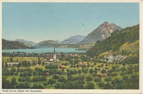 PC339927 Hotel Krone Giswil mit Sarnersee. Globetrotter. Nr. 1627. 1937