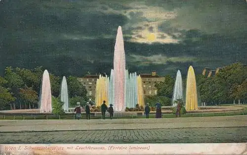 PC30043 Wien I. Schwarzenbergplatz mit Leuchtbrunnen. Leuchtbrunnen