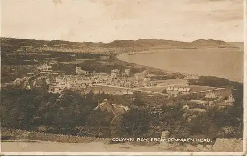 PC33339 Colwyn Bay von Penmaen Head. W. Davies. 1923