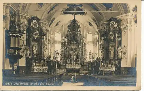 PC33873 Andermatt. Inneres der Kirche. A. G. Kilchberg. 1913