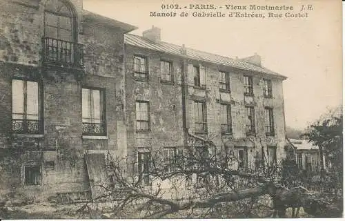 PC34354 Paris. Altes Montmartre. Herrenhaus von Gabrielle d Estrees. Rue Cortot. J.H