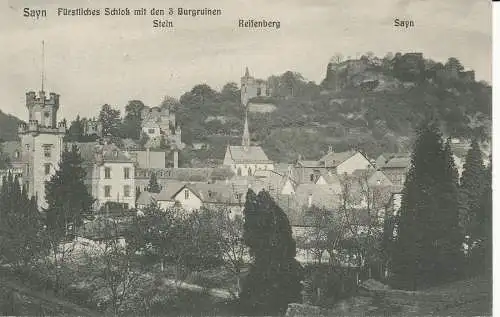 PC32210 Sayn. Furstliches Schloss mit den 3 Burgruinen. Carl Schussler. Nr. 11. 1