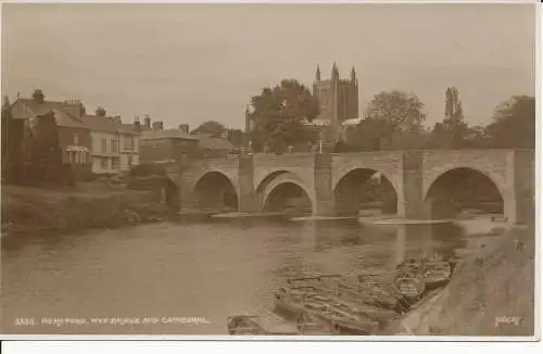 PC34557 Hereford. Wye-Brücke und Kathedrale. Judges Ltd. Nr. 3555. RP