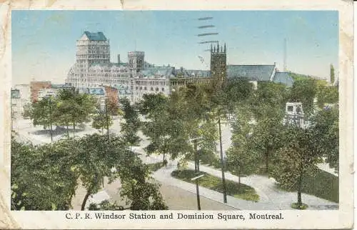 PC34309 C. P.R. Windsor Station und Dominion Square. Montreal. Bildende Kunst. Nr. 828