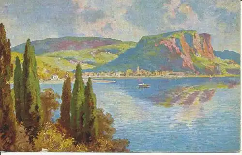 PC34300 alte Postkarte. Berge und Dörfer in der Nähe des Flusses. Flusen. Nr. 249