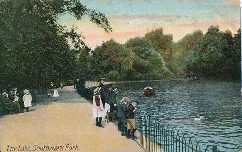 PC334863 Der See. Southwark Park. J.W.B. Kommerziell. 1913