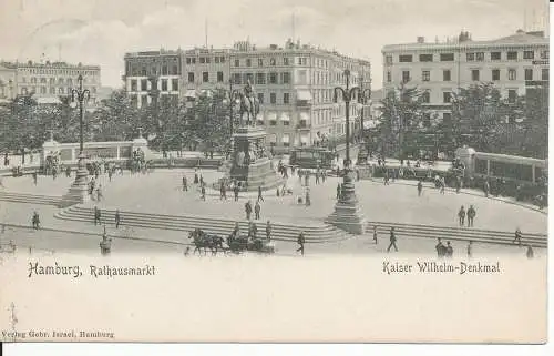 PC36501 Hamburg. Rathausmarkt. Kaiser Wilhelm Denkmal. 1905. B. Hopkins