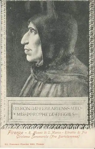 PC36421 Florenz. R. Museum S. Rahmen. Porträt von Fra Girolamo Savonarola. Zwischen