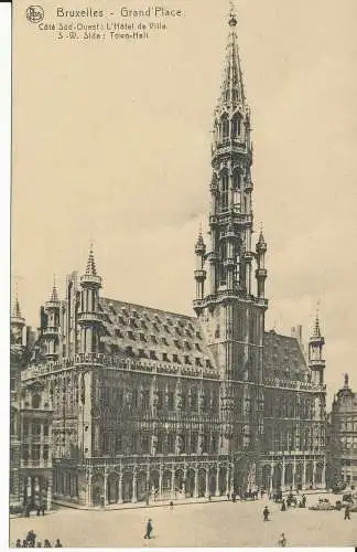 PC36507 Brüssel. Grand Place. S.W. Seite. Rathaus. Ern. Thill. B. Hopkins