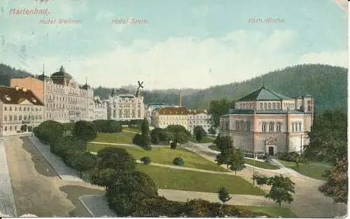 PC36865 Marienbad. Hotel Weimar. Hotel Stern. Kath. Kirche. 1910. B. Hopkins