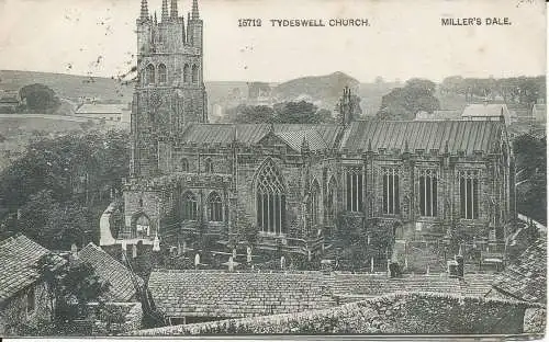 PC36378 Tydeswell Church. Millers Dale. Nr. 15712. 1904