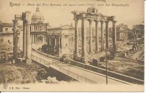 PC37212 Rom. Teil des Forum Romanum mit neuen Ausgrabungen aus Sicht des Kapitols. E. Ri