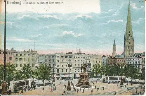 PC36499 Hamburg. Kaiser Wilhelm Denkmal. Worzedialeck. 1905. B. Hopkins