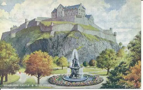 PC36324 Edinburgh Castle und Rossbrunnen. Weiß. Das Beste von allem. B. Hopkins