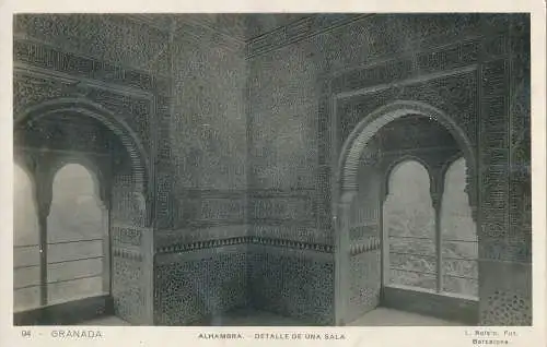 PC36555 Granada. Alhambra. Detail eines Raumes. L. Roisin. B. Hopkins
