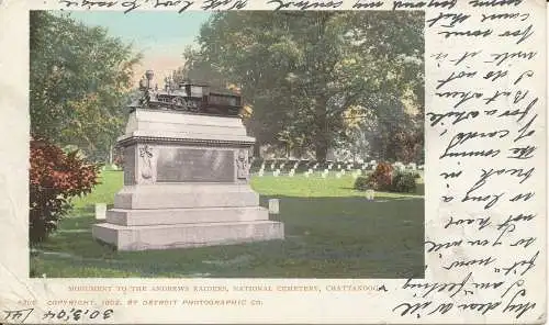 PC37004 Denkmal für die Andrews Raiders. Nationalfriedhof. Chattanooga. Detroit