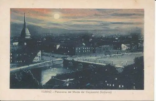 PC36900 Turin. Panorama vom Kapuzinerberg. Nachts. Sprichwort. B. Hopkins