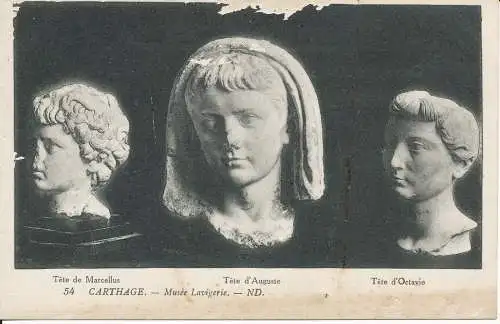 PC37588 Karthago. Museen Wäschereien. Kopf von Marcellus. D Auguste und d Octavie. L