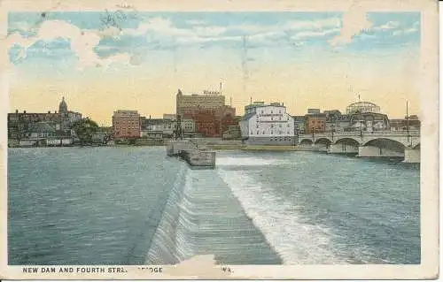 PC37295 Neuer Damm und Fourth Street Bridge. Waterloo. Iowa. Amerikanische Kunst. 1927. B.