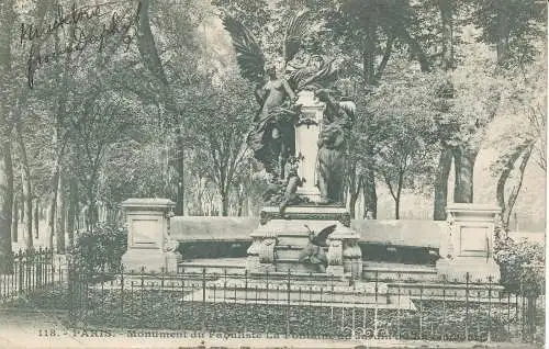 PC36801 Paris. Denkmal des Fabulisten la Fontaine im Jardin di Luxembourg. 1904.