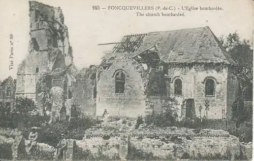 PC37750 Foncquevillers. Die Kirche bombardiert. Nr. 245