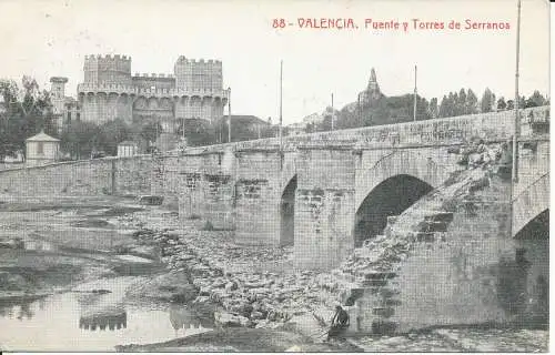 PC36812 Valencia. Brücke und Türme von Serranos. Thomas. Nr. 2535. 1920