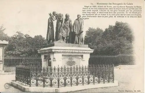 PC36807 Denkmal der Bürger von Calais. Deguinen. Nr. 15. B. Hopkins