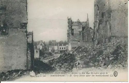 PC37365 Krieg. Arras. St. Gery Street nach dem Bombenanschlag. Levy Fils. B. Hopk