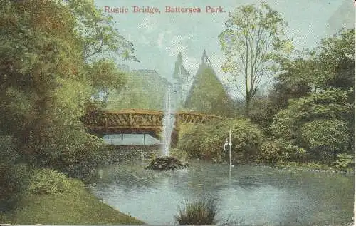 PC35958 rustikale Brücke. Battersea Park