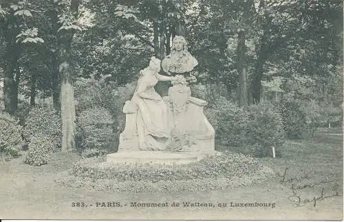 PC36800 Paris. Denkmal von Watteau in Luxemburg. Nr. 383. 1904. B. Hopkins