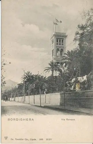 PC36760 Bordighera. Via Romana. Dr. Trenkler. B. Hopkins