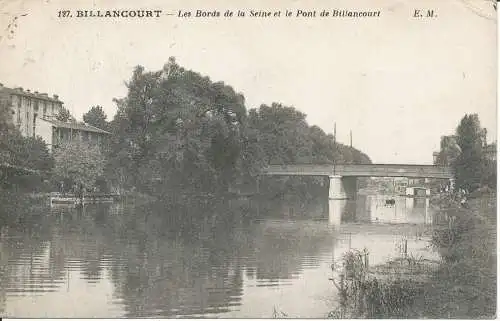 PC38711 Billancourt. Die Ufer der Seine und die Pont de Billancourt. E. M. Nr. 1