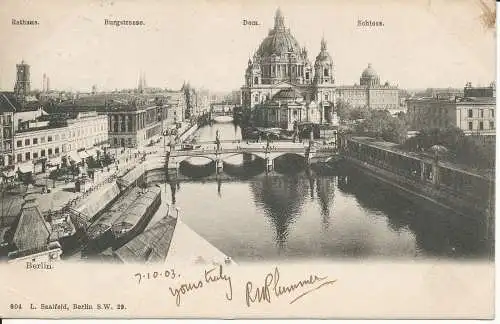 PC39821 Berlin. Rathaus. Burgstraße. Dom. Schloss. L. Saalfeld. Nr. 604. 1903. B