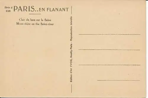 PC39681 Paris am Flanant. Mondschein auf der Seine. Yvon. Nr. 116