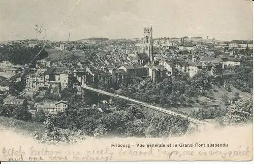 PC38884 Freiburg. Allgemeine Ansicht und die Große Hängebrücke. 1909. B. Hopkins